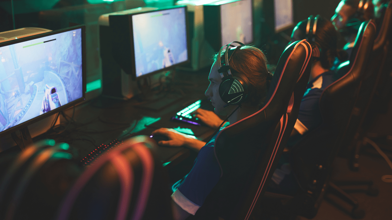 a person playing a video game